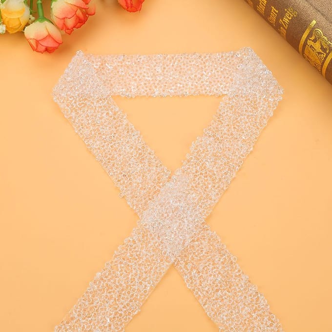 1 yard 30mm Diamant Mesh Wrap Rol Glitter Kristal Strasslint Decoratie (Wit)