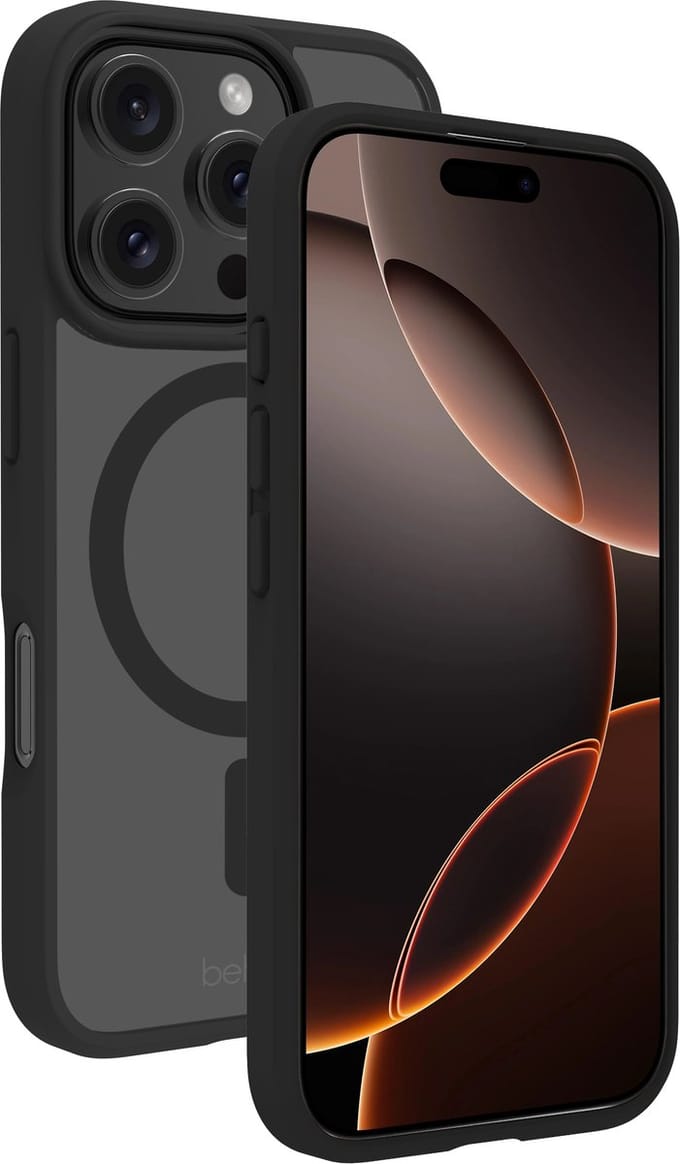 BeHello iPhone 16 Pro Hoesje - Magsafe - Magnetische Ring - Flexibel iPhone 16 Plus Hoesje - Plastic - Transparant Zwart