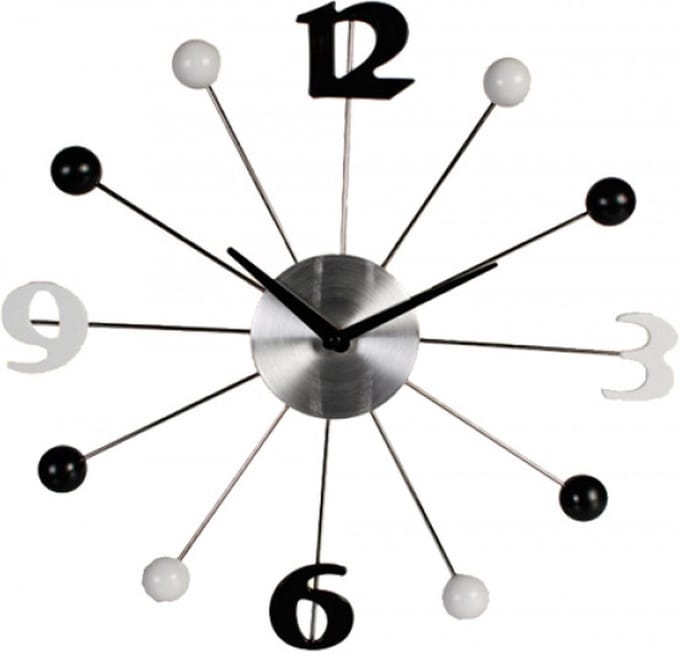 wandklok - Zwart Wit elegant - diameter 40 cm - aluminium
