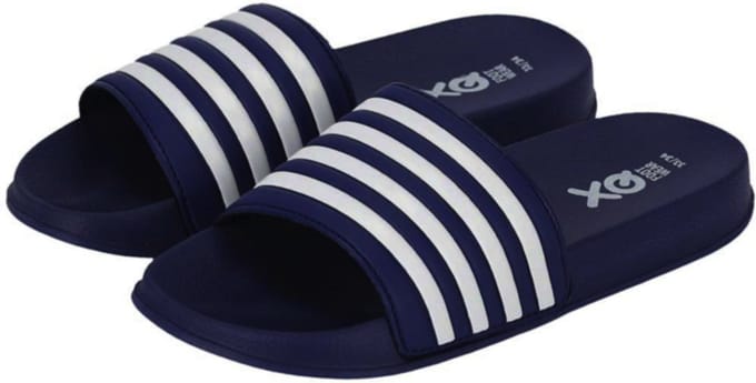 XQ Footwear - Slippers - Kobaltblauw - Wit - Gestreept - Maat 31/32