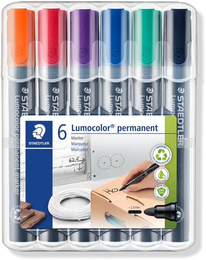 STAEDTLER Lumocolor permanent marker 352 met ronde punt - Box 6 st