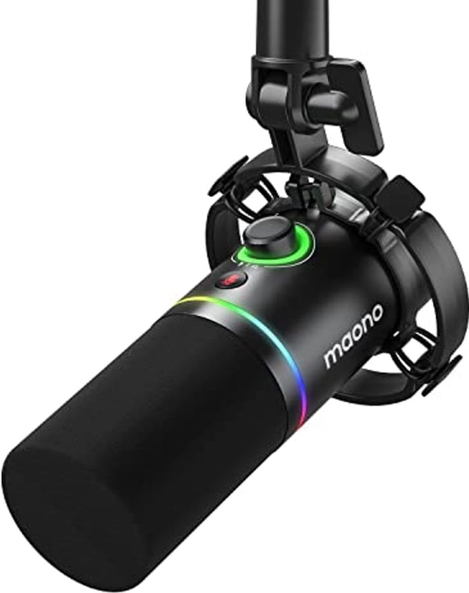 Dynamische XLR/USB Microfoon voor Streaming en Gaming met RGB Verlichting