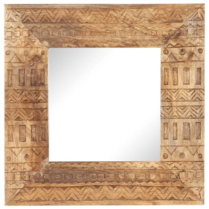 vidaXL - Spiegel - handgesneden - 50x50x2,5 - cm - massief - mangohout