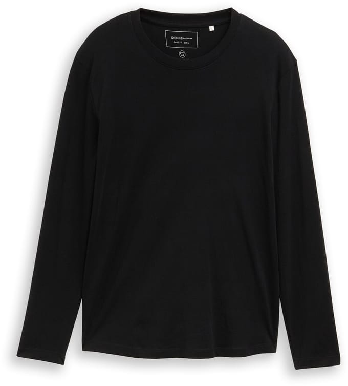 Tom Tailor Denim - Basic shirt met lange mouwen van katoen - Maat S - Black