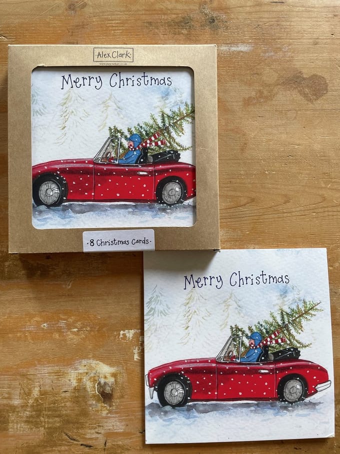 Alex Clark Kerstkaarten Auto ~Red Car'