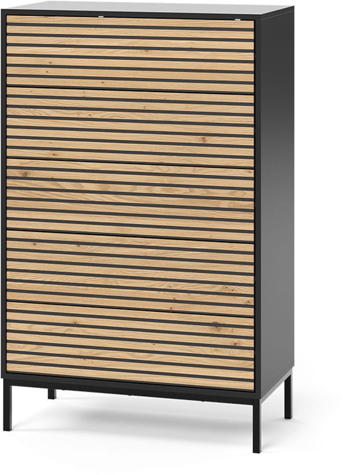 Vicco Eliza Ladekast – 76 x 120 cm met 5 laden Eik goud/antraciet