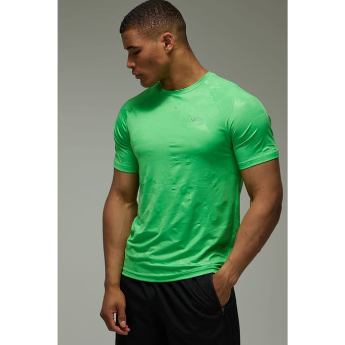Heren Active Camo Regular Fit T-shirt | Bright Green | Size Large