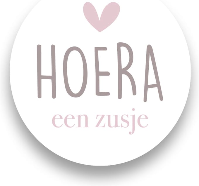 25x Sluitsticker /Sluitzegel Hoera een zusje - taupe - Sluitstickers Pimp Studio