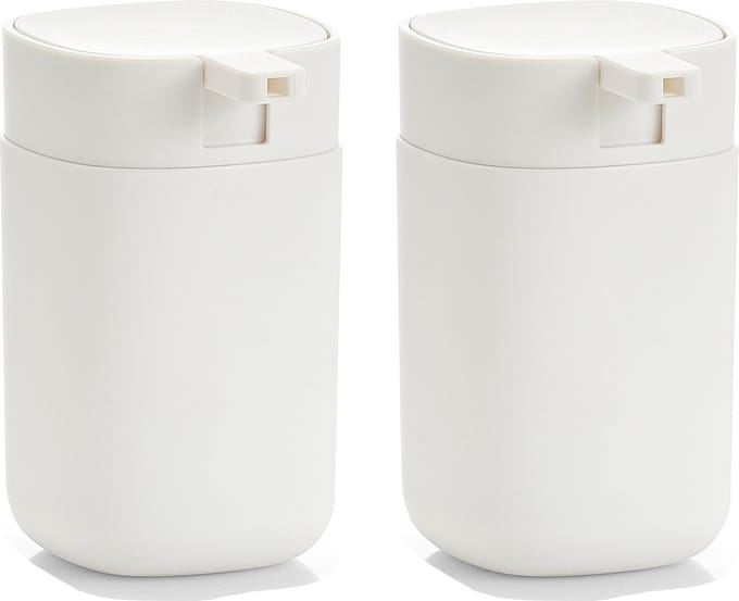 Zeller Zeeppompje/dispenser - 2x - kunststof - wit - 12 cm - modern