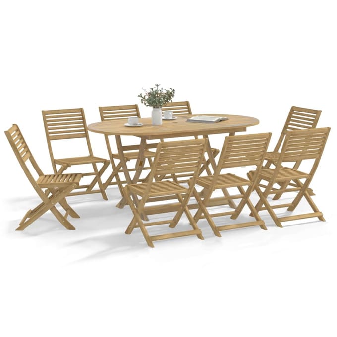vidaXL - 9-delige - Tuinset - massief - acaciahout