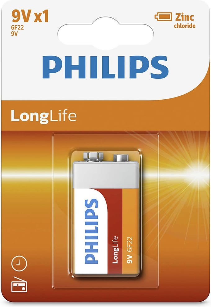 9V LongLife batterij Philips