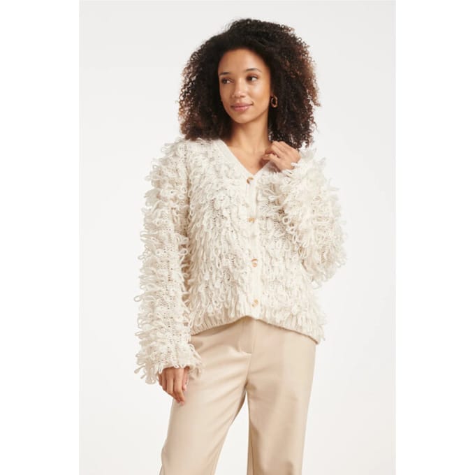 Smashed Lemon Fluffy vest met lusstructuur |