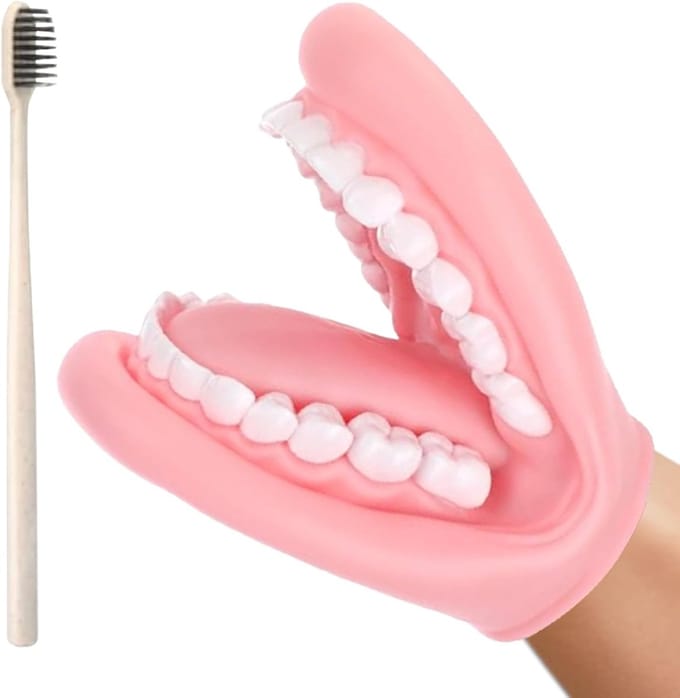 Handpop Mondmodel - Tandarts Pop - Mondhygiëne Leren - Beweegbare Tong - 15 cm - Wit