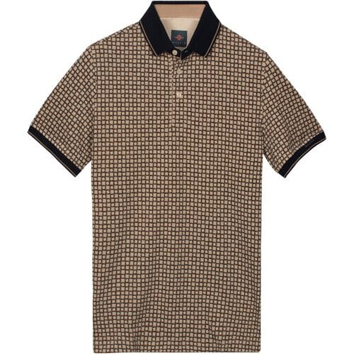 Baileys Polo Two-Tone Piqué Rotated Squares Fantasy Pattern Zand / male
