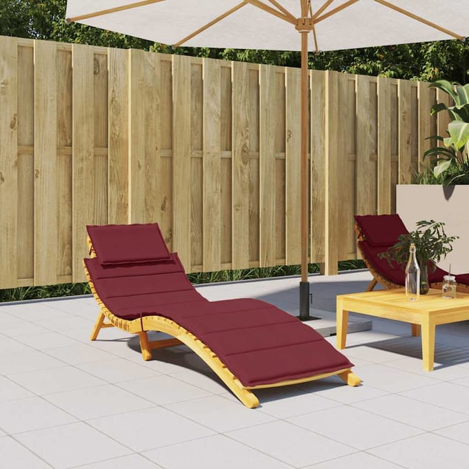 vidaXL - Ligbedkussen - 186x58x4 - cm - stof - gemêleerd - wijnrood