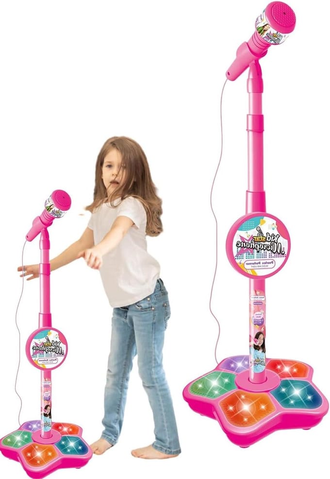 Karaoke Machine Kinderen - Zing Microfoon Speelgoed - Muziek Plezier - Verstelbare Hoogte - ca. 100 cm - Rood