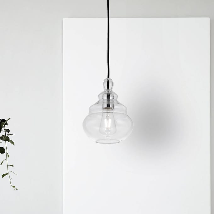 miloox by Sforzin Hanglamp Adone, transparant, glas, Ø 19 cm, 1-lamp