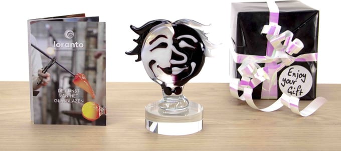 Beeldje - Glasbeeldje - Glazen beeldje - Picasso glaskunst Beeldje ''Black & White'' Open Eyes