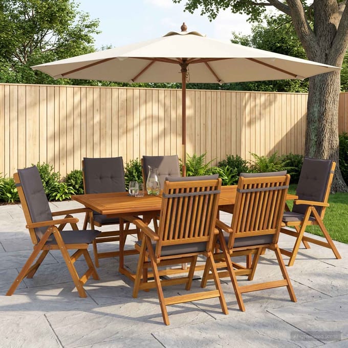 vidaXL - Buiten - Eetset - met - Parasol - 8 - st - 6-zits - Antraciet
