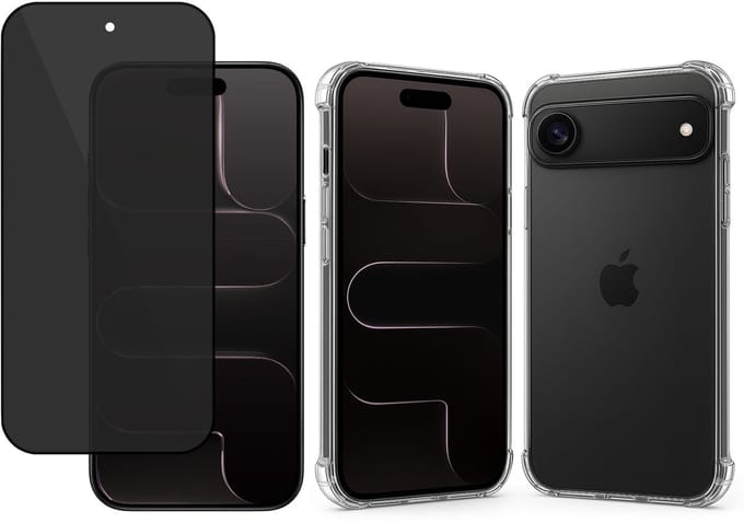 TechNow Hoesje + Privé Screenprotector geschikt voor iPhone 17 Air Hoesje Screenprotector - Privacy Tempered Glass - Case Transparant