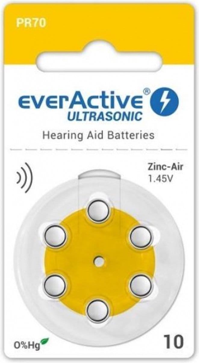 EverActive Knoopcel Batterij 1,4V voor o.a. Gehoor Apparaat A10 / PR70 (6 stuks)