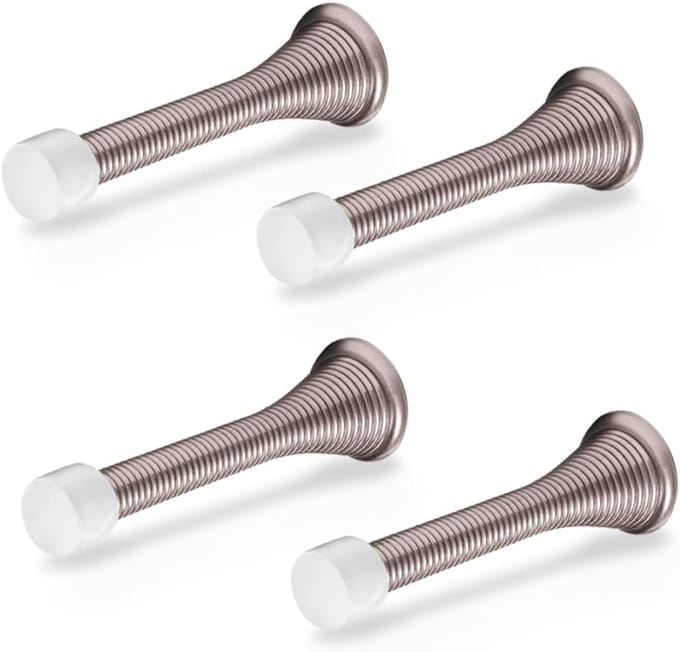 Deurstoppers Set - Wandbeschermers - Muren Beschermen - Met Rubberen Tip - 4 Stuks - Nikkel