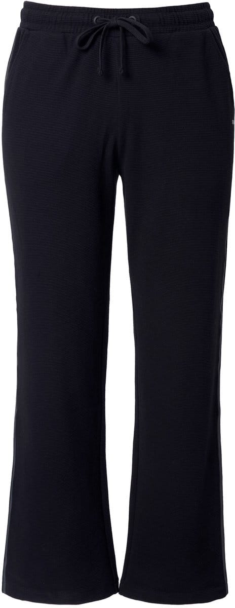 Ulla Popken - Dames - Joggingbroek ottoman wijde pijpen reflector - Zwart - Maat 42+