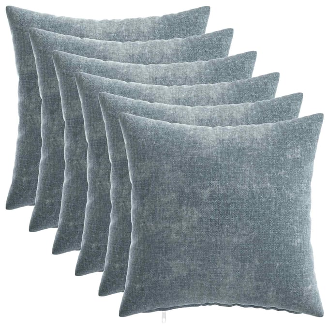 vidaXL - Kussensloop - 6 - st - HEERLEN - Lichtblauw - 30 - x - 30 - cm - Chenille - Stof