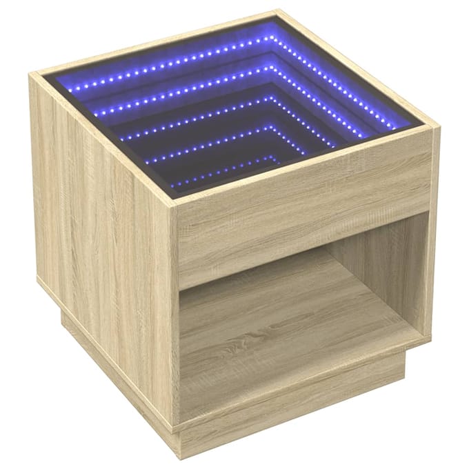 vidaXL - Salontafel - met - Infinity - LED - 50x50x50 - cm - sonoma - eikenkleurig