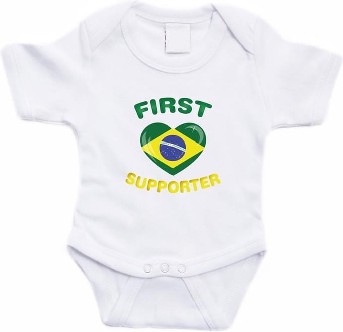 Wit First Brazilie supporter rompertje baby - Babykleding 92