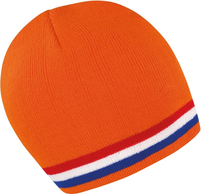 Result National Beanie RC368 - Orange/Red/White/Royal - One size