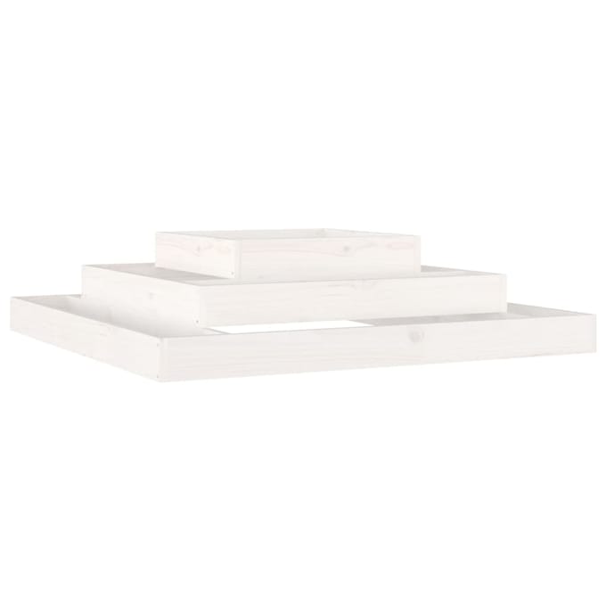 vidaXL - Plantenbak - 110x110x27 - cm - massief - grenenhout - wit