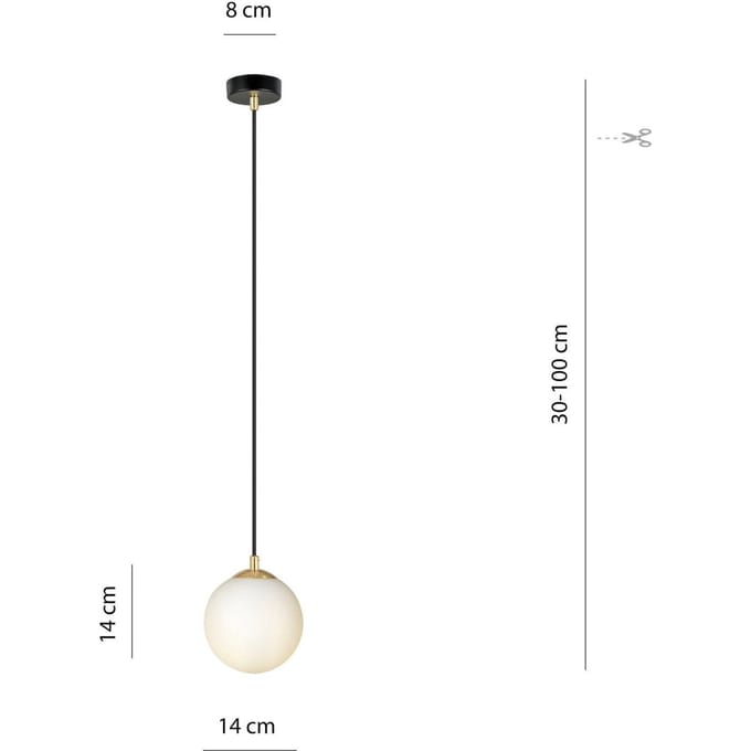 EMIBIG LIGHTING Hanglamp Royal, opaalwit/zwart, glas, E14