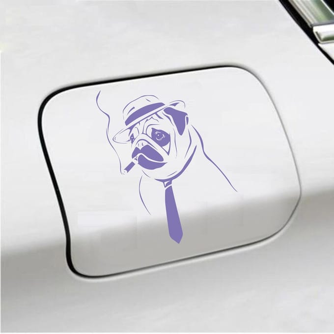 Bumpersticker - Hond Rokend - 10 X 13,6 - Paars