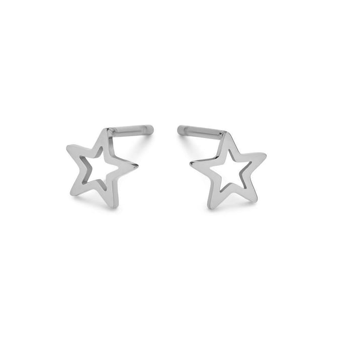 CO88 Collection Elemental 8CE 70311 Stalen oorbellen - open ster - 6 mm - Zilverkleurig