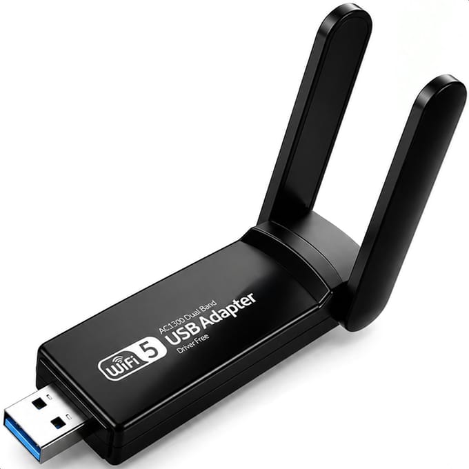 Skoov WiFi Adapter USB - 1300 Mbps - WiFi Dongle - Antenne - Ontvanger