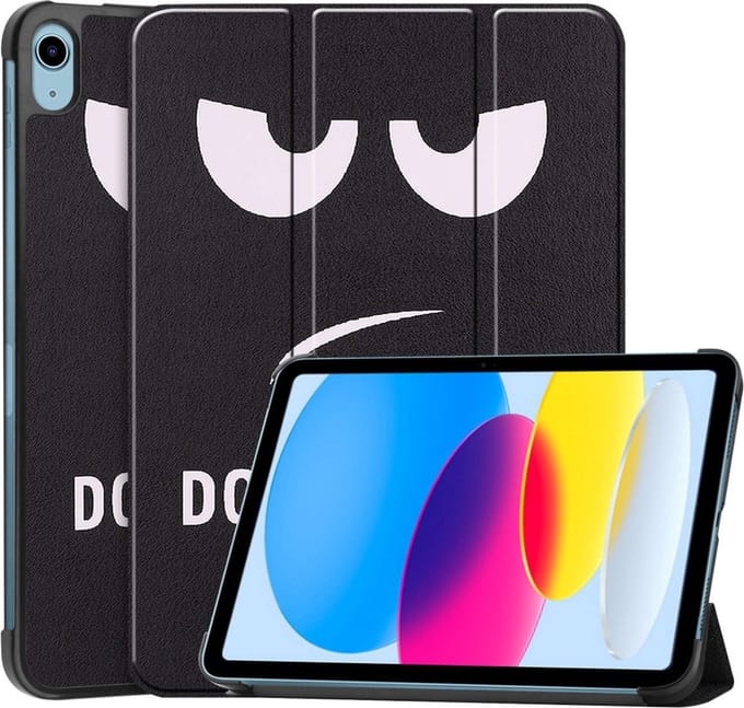 Lunso - Geschikt voor iPad 10 (2022) - Tri-Fold Bookcase hoes - Don't Touch
