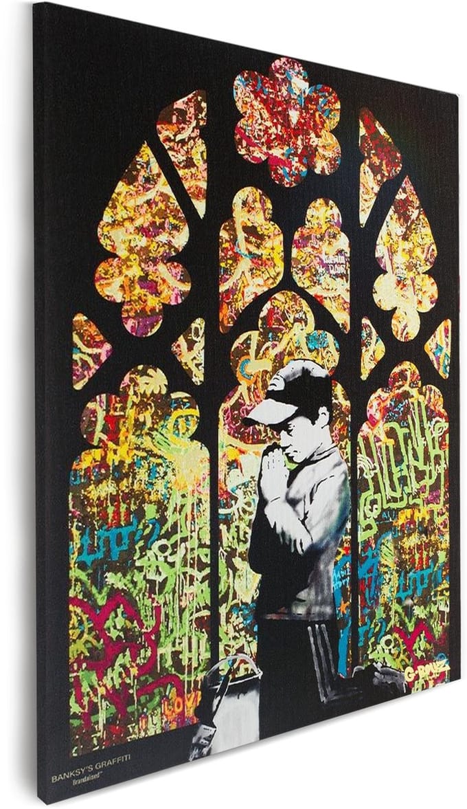 Banksy Graffiti - Canvas Schilderij 32x45 cm - Schilderijen Woonkamer