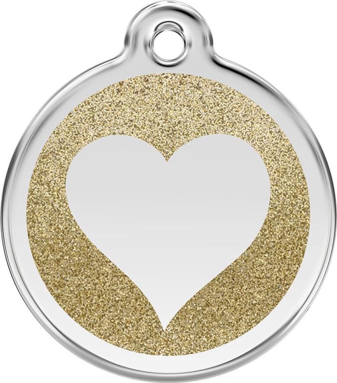Red Dingo Hondenpenning 30 mm hart glitter goudkleurig