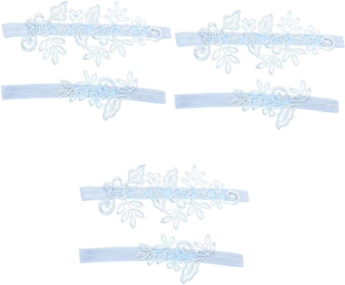 Kousenband Sets - Bruiloft Kant - Bruids Accessoire - Elastisch Ontwerp - 3 Sets - Hemelsblauw