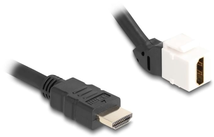 HDMI haaks (45° boven) Keystone module - HDMI (m) | HDMI2.1 (8K 60Hz + HDR) | wit | 0,20 meter