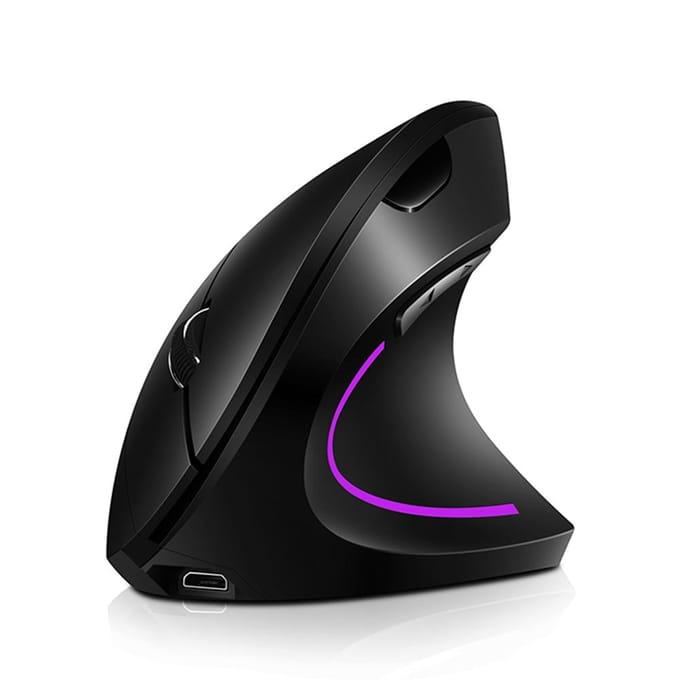 2.4G BT Dual-mode draadloze verticale muis Oplaadbare muis RGB-streamer 3 niveaus verstelbare DPI