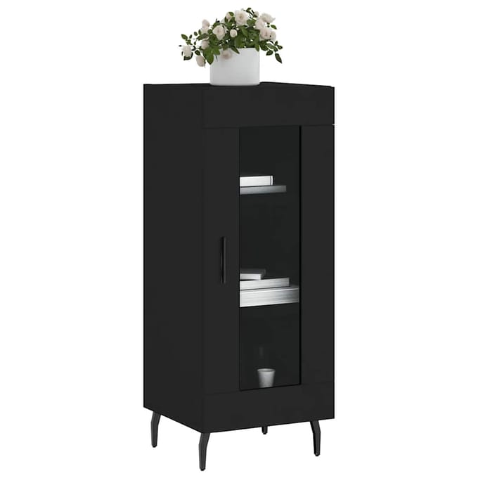 vidaXL - Dressoir - 34,5x34x90 - cm - bewerkt - hout - zwart