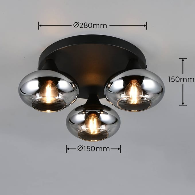 REALITY DIVINA - Plafondlamp - Rookkleur - excl. 3x E14 4 W - Plafondbevestiging
