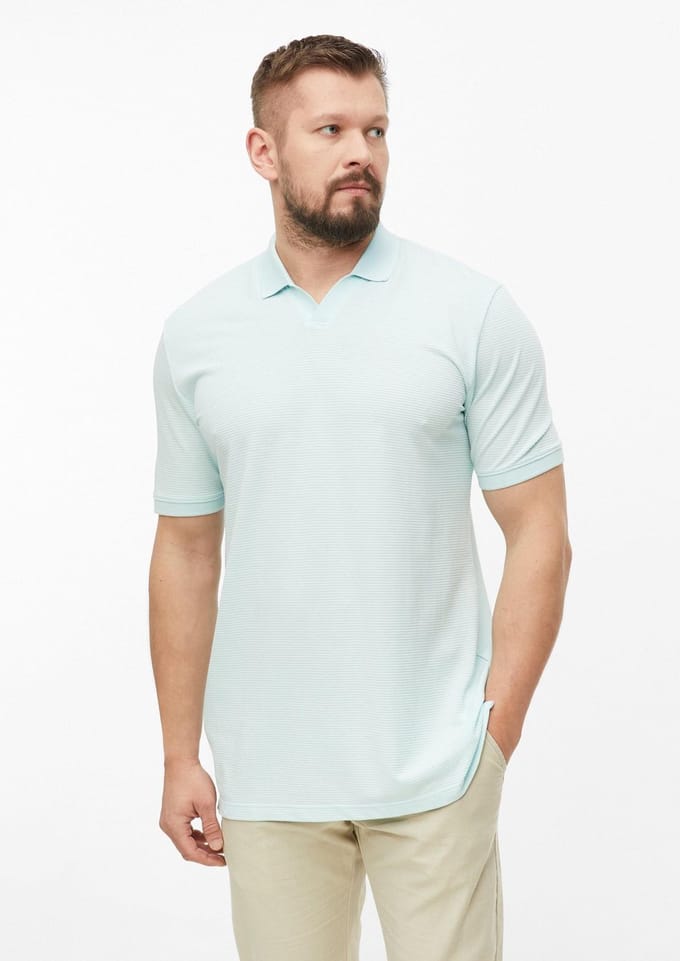 Polo met gestructureerd jacquard en ribgebreide zomen s.Oliver