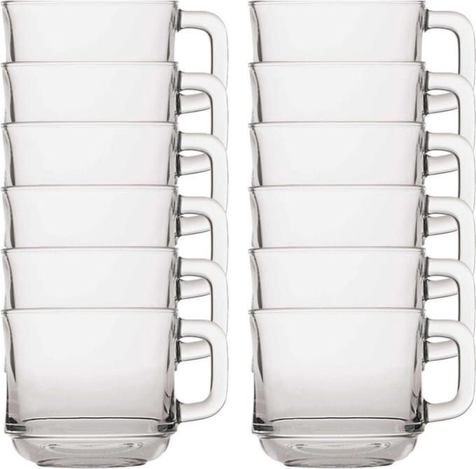 Duralex Theeglazen Lys - 12x stuks - glas - 220 ml - transparant - met oor