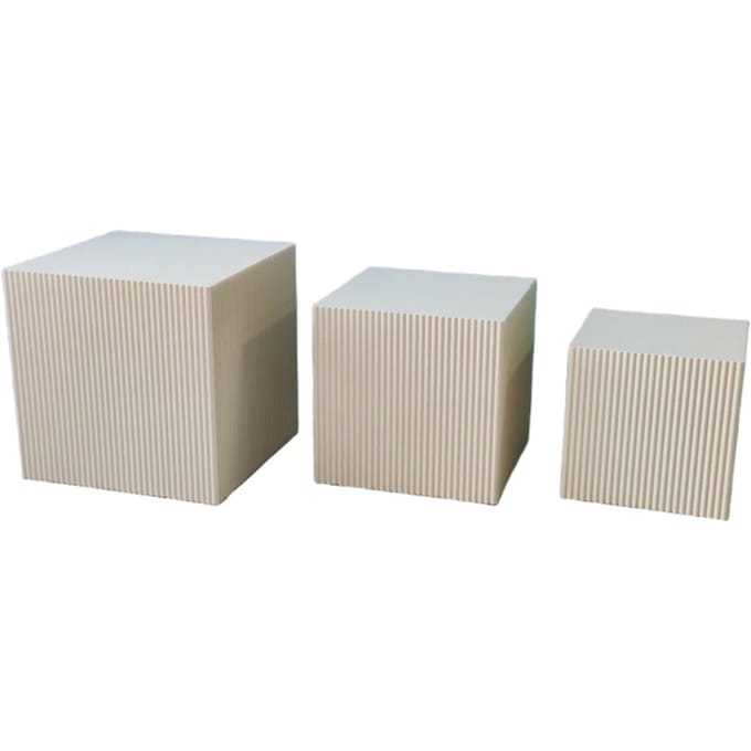 House Vitamin Set of 3 square sand mdf side tables / display pedestals – 29, 34 & 40 cm