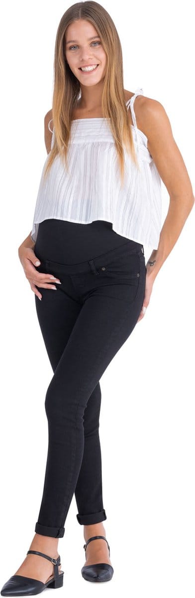 Mamsy - Milano - Basic zwangerschapsjeans - Slimfit - Zwart - L