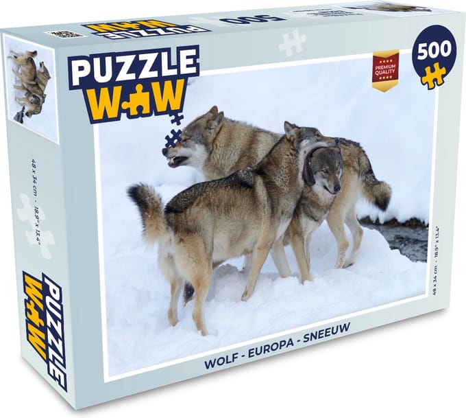Puzzel Wolf - Europa - Sneeuw - Legpuzzel - Puzzel 500 stukjes