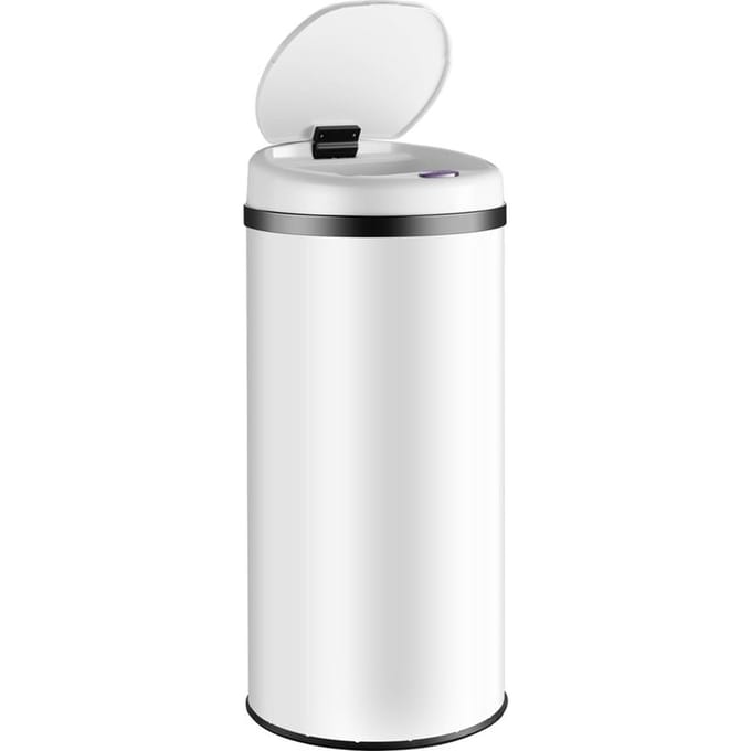 Monzana Prullenbak - Automatisch Rond 50L 31x78cm Display Sensor - Wit